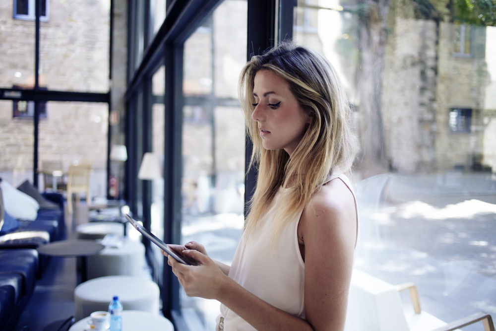 Woman using tablet