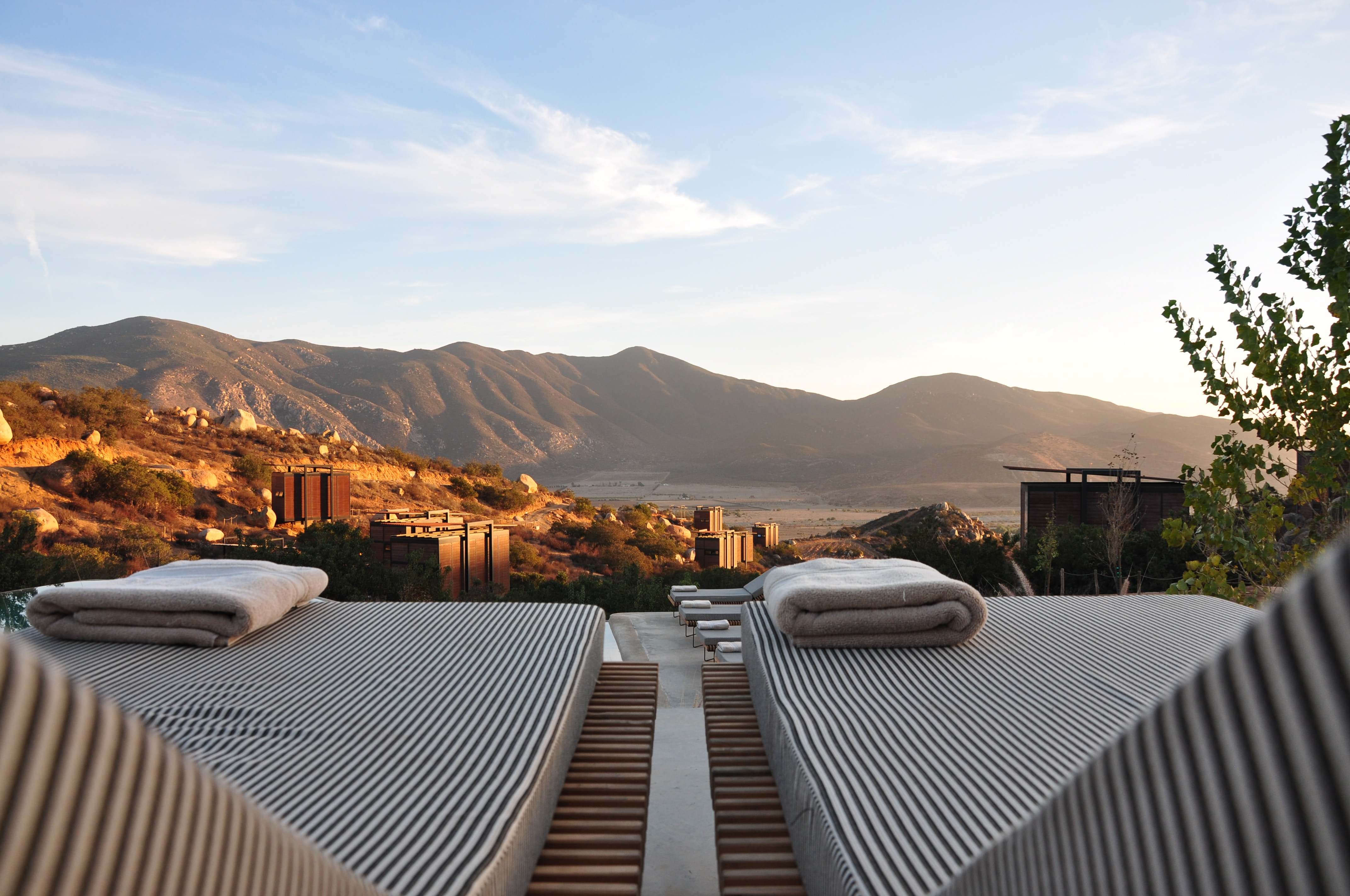 Lounge chairs overlooking mountain