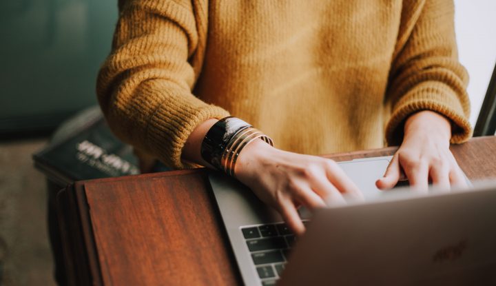 Girl typing on computer